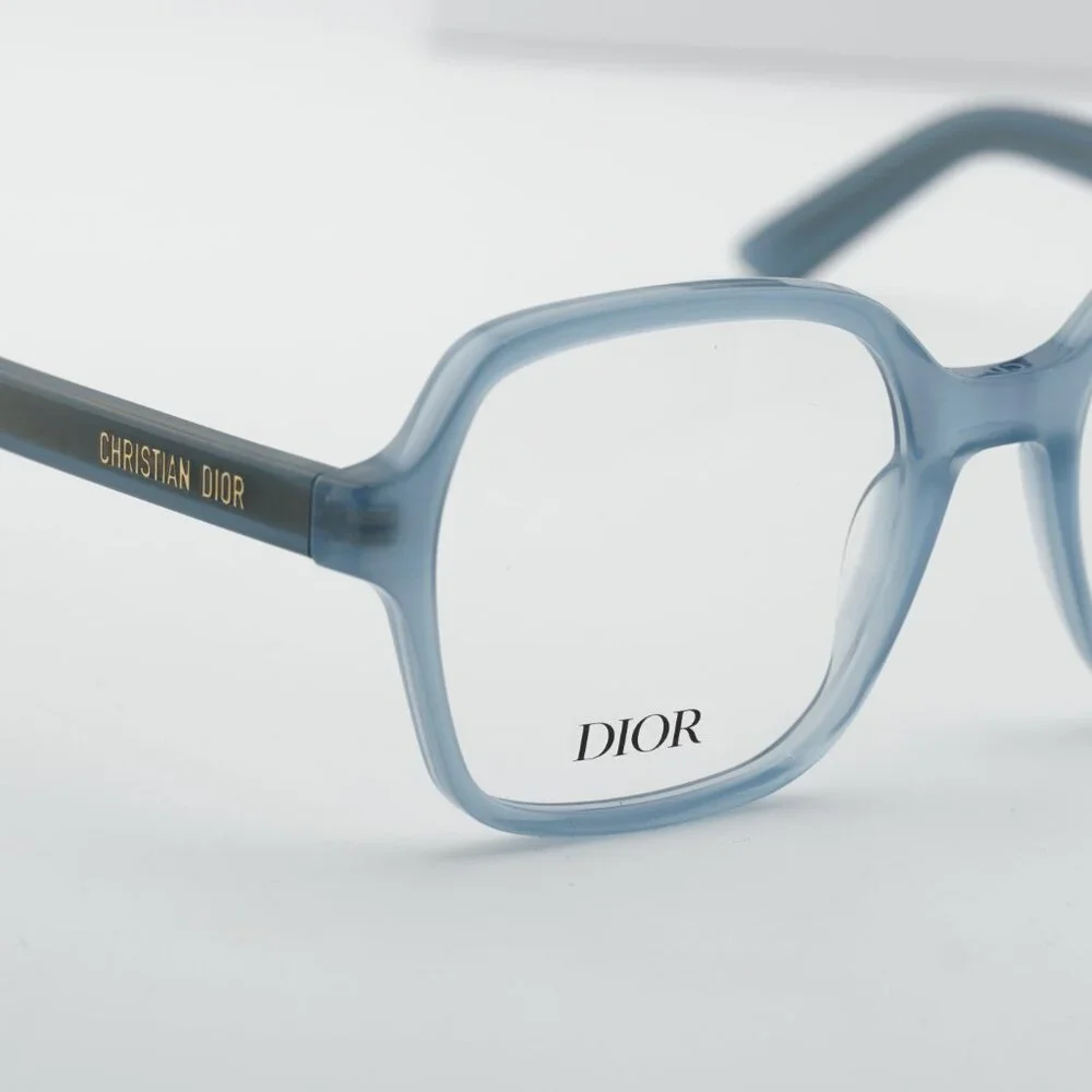 Dior DIORMIDNIGHT O S1I 8000 Square Eyeglasses - Shiny Light Blue 53mm